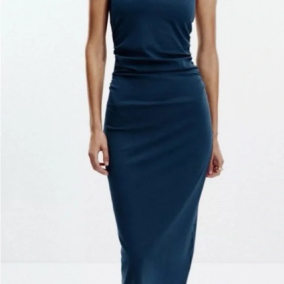 Zara Draped Halter Midi Dress - Picture 1 of 6